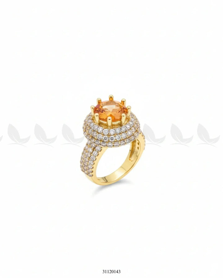 Majestic Double Halo Crown Ring Champagne Finger Ring - Zeesy Jewellery Pakistan | Premium Artificial & Imitation Jewellery