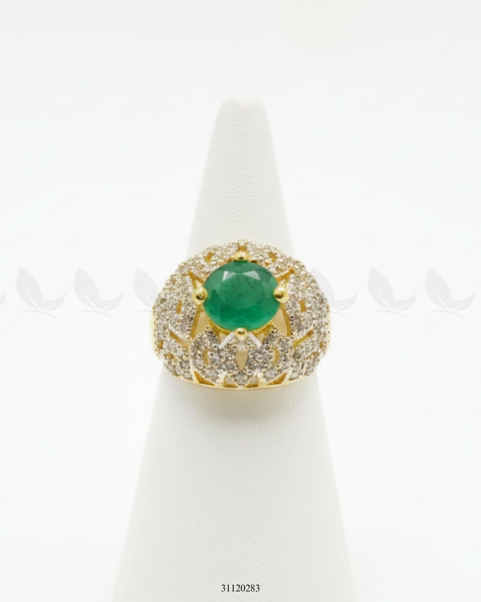 Ornate Dazzling Filigree Dome Ring Emerald Green Finger Ring - Zeesy Jewellery Pakistan | Premium Artificial & Imitation Jewellery