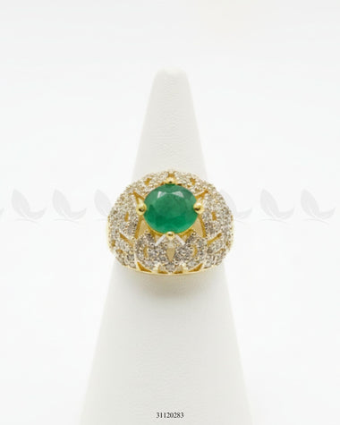 Ornate Dazzling Filigree Dome Ring Emerald Green Finger Ring - Zeesy Jewellery Pakistan | Premium Artificial & Imitation Jewellery
