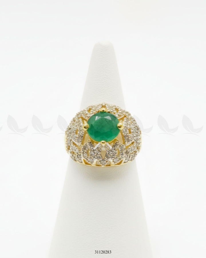 Ornate Dazzling Filigree Dome Ring Emerald Green Finger Ring - Zeesy Jewellery Pakistan | Premium Artificial & Imitation Jewellery