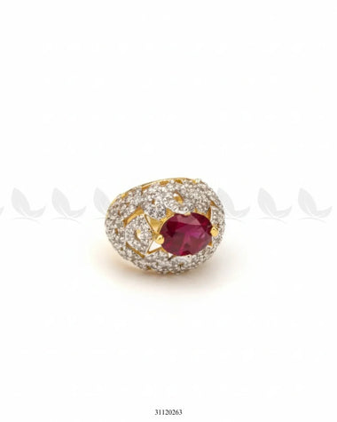 Ornate Dazzling Filigree Dome Ring Ruby Finger Ring - Zeesy Jewellery Pakistan | Premium Artificial & Imitation Jewellery