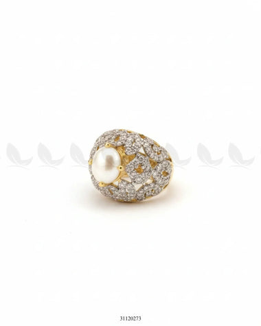 Ornate Dazzling Filigree Dome Ring Pearl Finger Ring - Zeesy Jewellery Pakistan | Premium Artificial & Imitation Jewellery