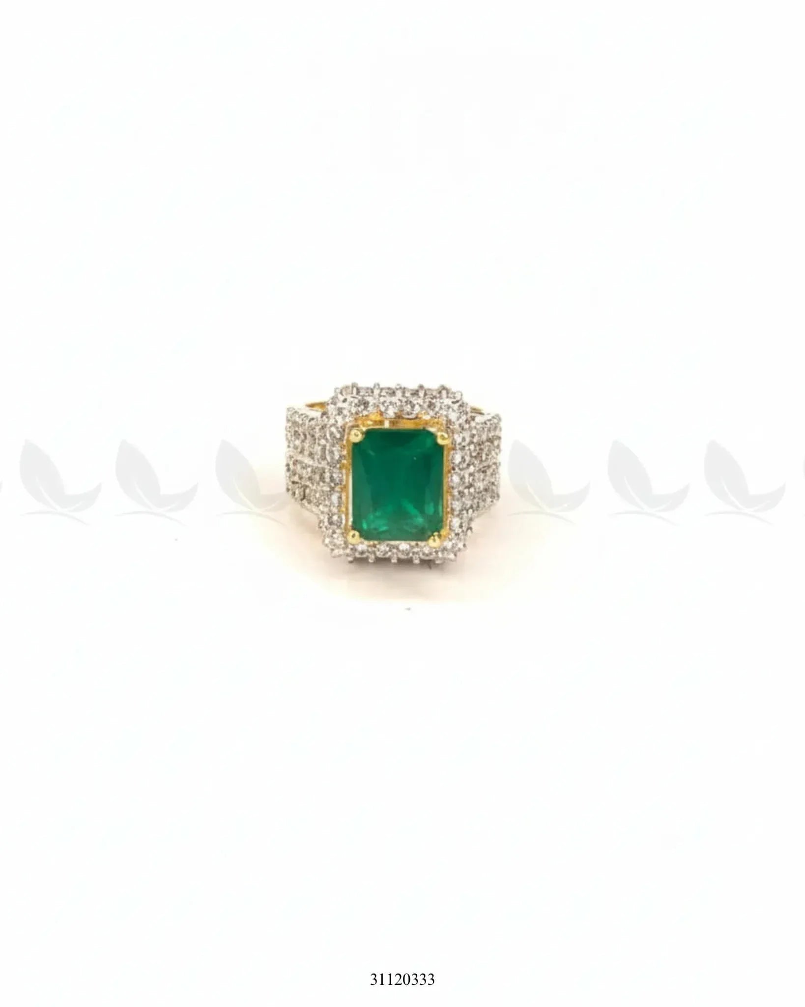 Regal High Impact Cluster Ring Emerald Green Finger Ring - Zeesy Jewellery Pakistan | Premium Artificial & Imitation Jewellery