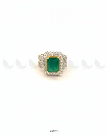 Regal High Impact Cluster Ring Emerald Green Finger Ring - Zeesy Jewellery Pakistan | Premium Artificial & Imitation Jewellery