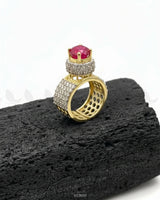 Royal High Setting Wide Ring Ruby Finger Ring - Zeesy Jewellery Pakistan | Premium Artificial & Imitation Jewellery
