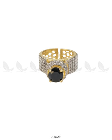 Royal High Setting Wide Ring Black Finger Ring - Zeesy Jewellery Pakistan | Premium Artificial & Imitation Jewellery