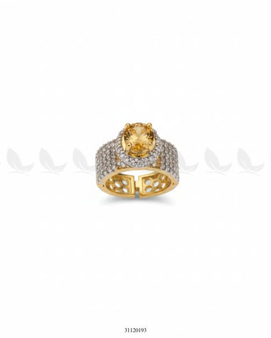 Royal High Setting Wide Ring Champagne Finger Ring - Zeesy Jewellery Pakistan | Premium Artificial & Imitation Jewellery