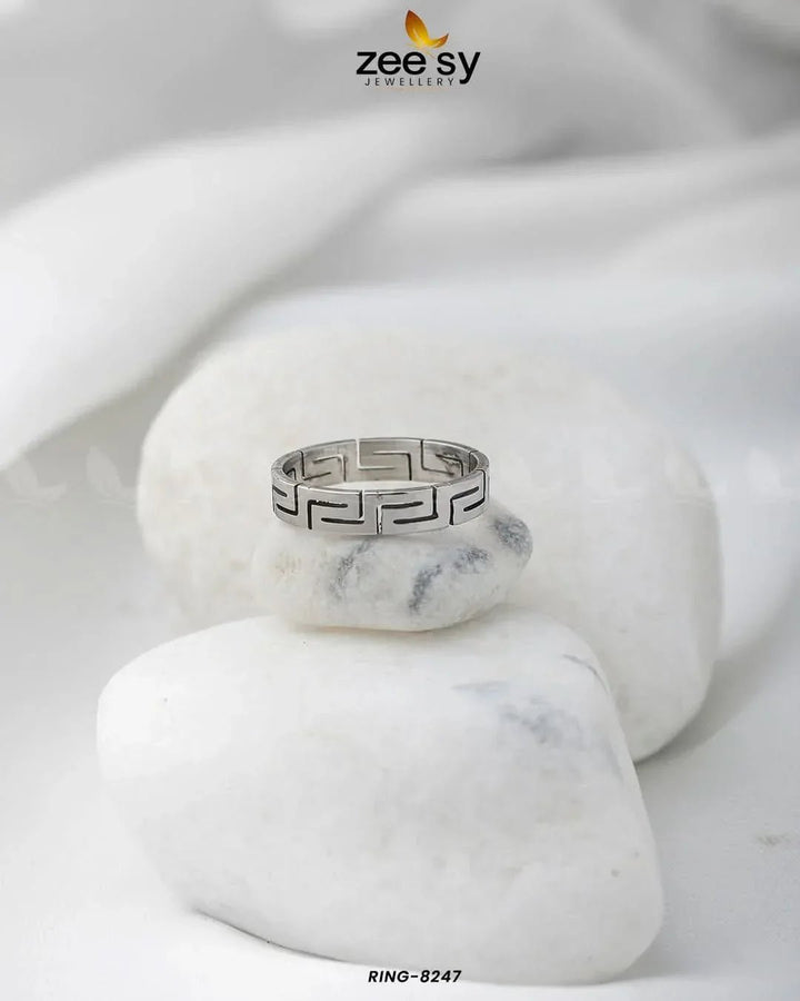 Maze Pattern Ring-8247 Silver Finger Ring - Zeesy Jewellery Pakistan | Premium Artificial & Imitation Jewellery