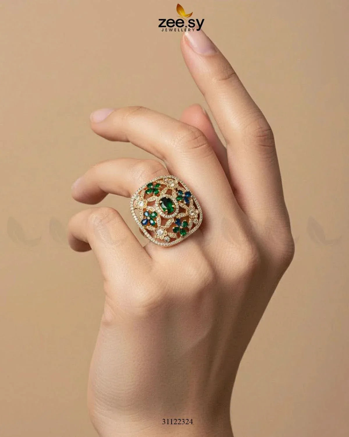 Heirloom Square Filigree Ring Finger Ring - Zeesy Jewellery Pakistan | Premium Artificial & Imitation Jewellery