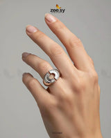 Curved Jewel Tone Ring Finger Ring - Zeesy Jewellery Pakistan | Premium Artificial & Imitation Jewellery