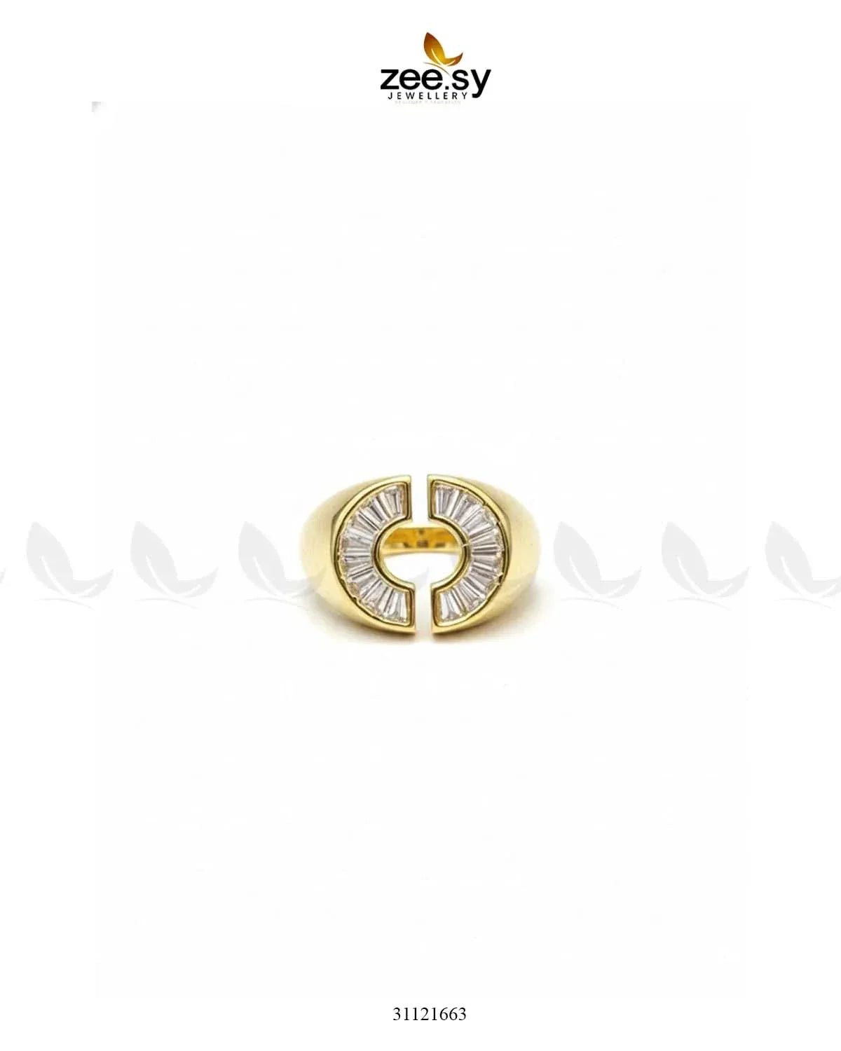 Curved Jewel Tone Ring Finger Ring - Zeesy Jewellery Pakistan | Premium Artificial & Imitation Jewellery