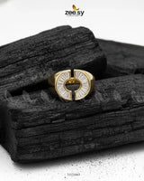 Curved Jewel Tone Ring Golden Finger Ring - Zeesy Jewellery Pakistan | Premium Artificial & Imitation Jewellery