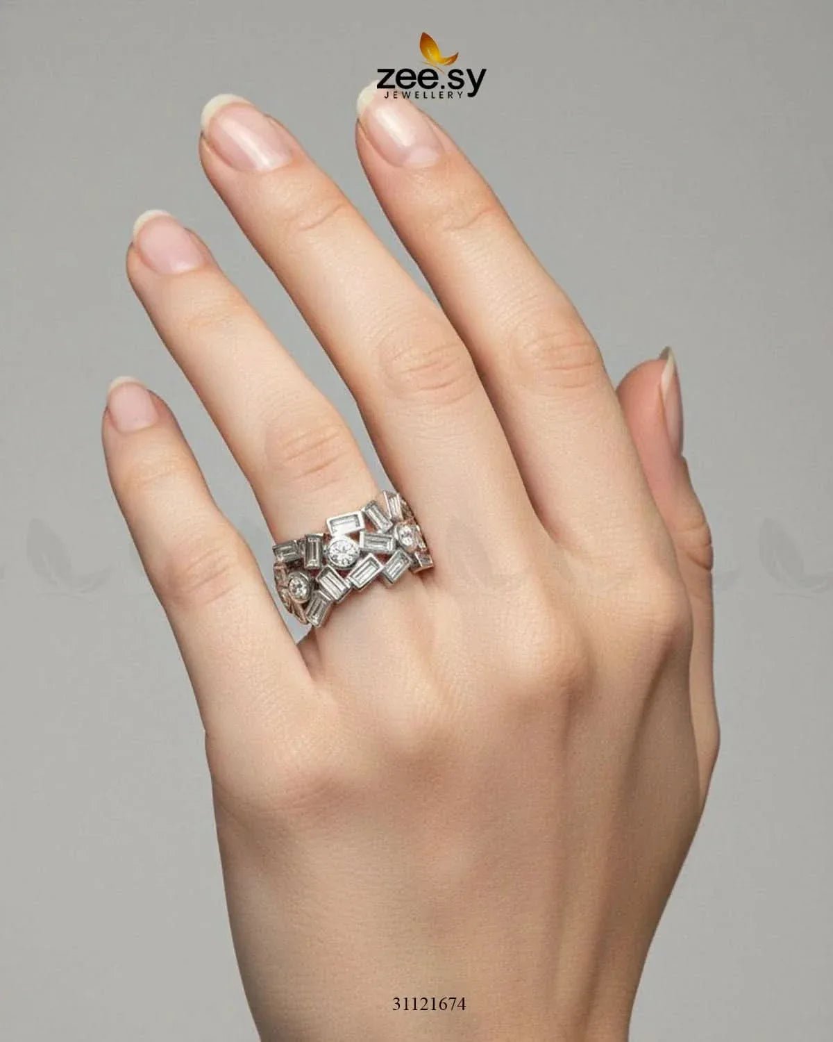 Dazzling Cut Cluster Ring Finger Ring - Zeesy Jewellery Pakistan | Premium Artificial & Imitation Jewellery