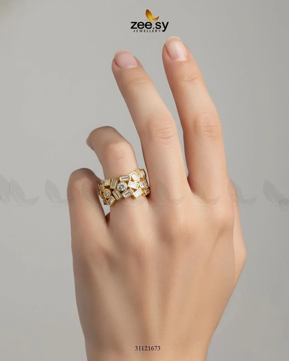 Dazzling Cut Cluster Ring Finger Ring - Zeesy Jewellery Pakistan | Premium Artificial & Imitation Jewellery