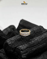Double Row Brilliant Pavé Ring Golden Finger Ring - Zeesy Jewellery Pakistan | Premium Artificial & Imitation Jewellery