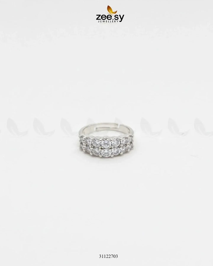 Double Row Brilliant Pavé Ring Finger Ring - Zeesy Jewellery Pakistan | Premium Artificial & Imitation Jewellery