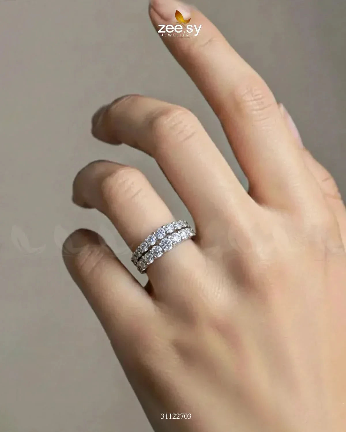 Double Row Brilliant Pavé Ring Finger Ring - Zeesy Jewellery Pakistan | Premium Artificial & Imitation Jewellery