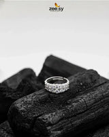 Double Row Brilliant Pavé Ring Silver Finger Ring - Zeesy Jewellery Pakistan | Premium Artificial & Imitation Jewellery