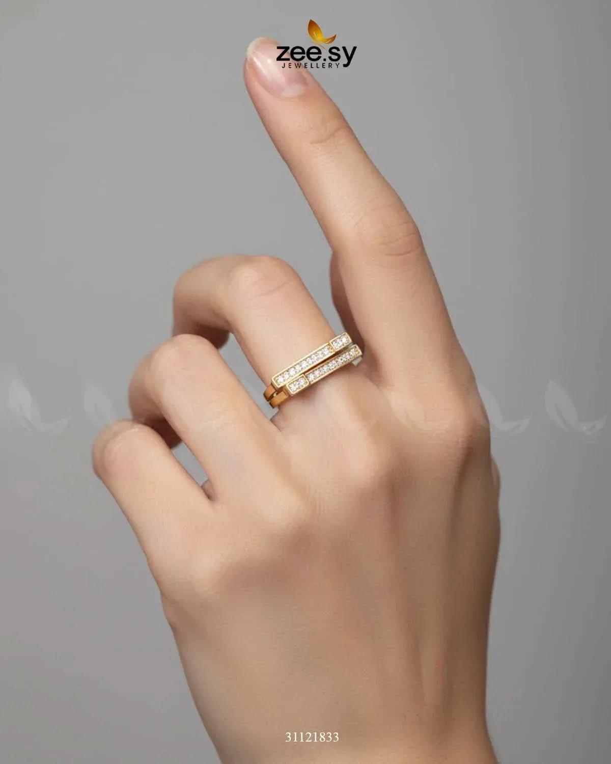 Double Trouble Cluster Pave Ring Finger Ring - Zeesy Jewellery Pakistan | Premium Artificial & Imitation Jewellery