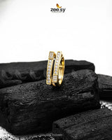Double Trouble Cluster Pave Ring Golden Finger Ring - Zeesy Jewellery Pakistan | Premium Artificial & Imitation Jewellery