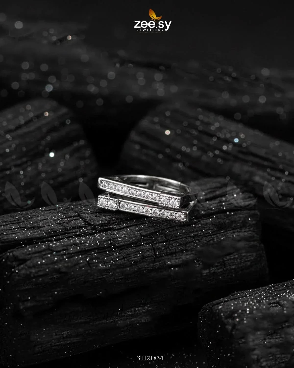 Double Trouble Cluster Pave Ring Silver Finger Ring - Zeesy Jewellery Pakistan | Premium Artificial & Imitation Jewellery