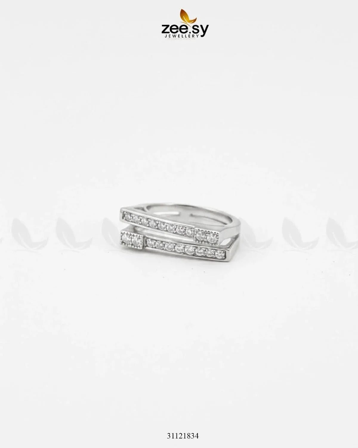 Double Trouble Cluster Pave Ring Finger Ring - Zeesy Jewellery Pakistan | Premium Artificial & Imitation Jewellery