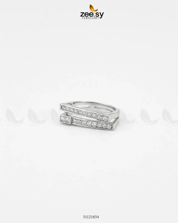 Double Trouble Cluster Pave Ring Finger Ring - Zeesy Jewellery Pakistan | Premium Artificial & Imitation Jewellery