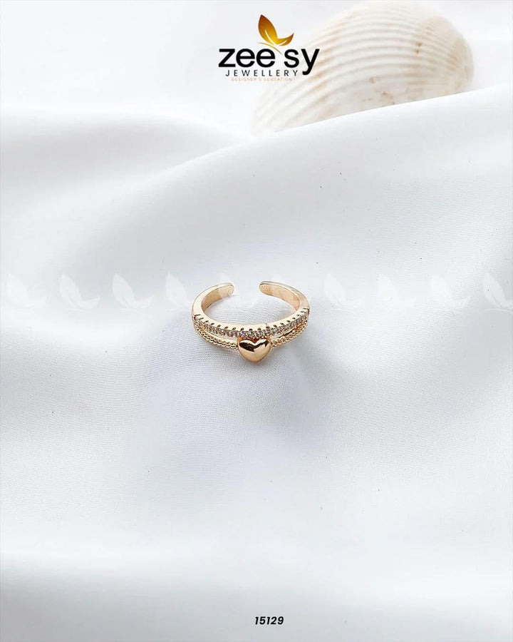Heart Ring Golden Finger Ring - Zeesy Jewellery Pakistan | Premium Artificial & Imitation Jewellery