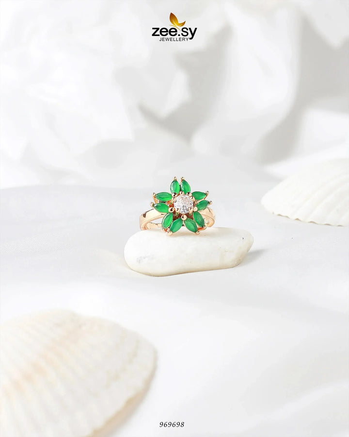 Daisy Ring Green Finger Ring - Zeesy Jewellery Pakistan | Premium Artificial & Imitation Jewellery