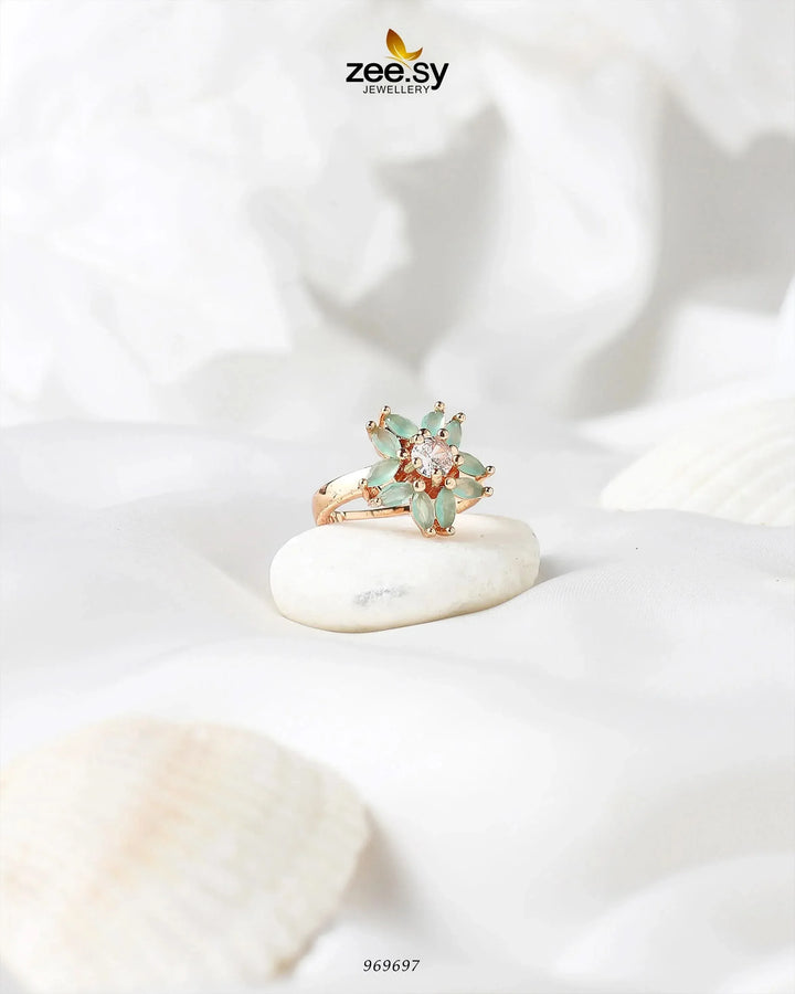 Daisy Ring Mint Green Finger Ring - Zeesy Jewellery Pakistan | Premium Artificial & Imitation Jewellery