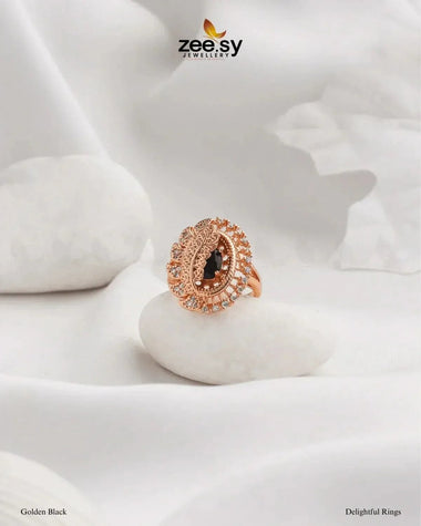 Delightful Ring Golden Black Finger Ring - Zeesy Jewellery Pakistan | Premium Artificial & Imitation Jewellery