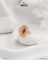 Delightful Ring Golden Blue Finger Ring - Zeesy Jewellery Pakistan | Premium Artificial & Imitation Jewellery