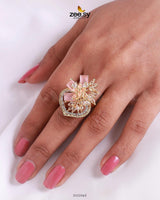 Hoya Ring Golden Mint Pink Finger Ring - Zeesy Jewellery Pakistan | Premium Artificial & Imitation Jewellery