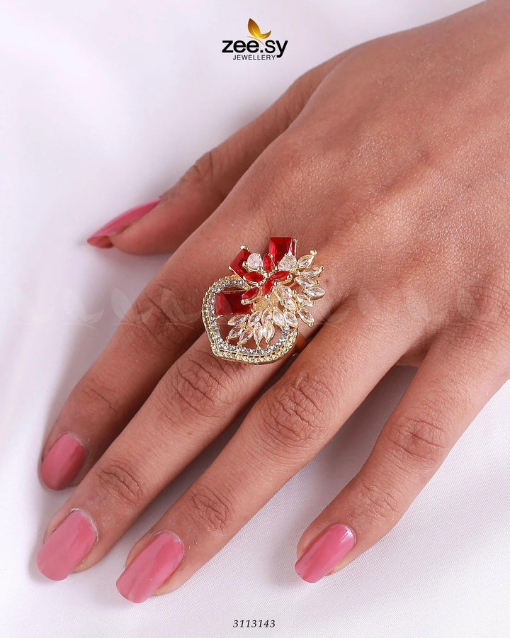 Hoya Ring Golden Red Finger Ring - Zeesy Jewellery Pakistan | Premium Artificial & Imitation Jewellery