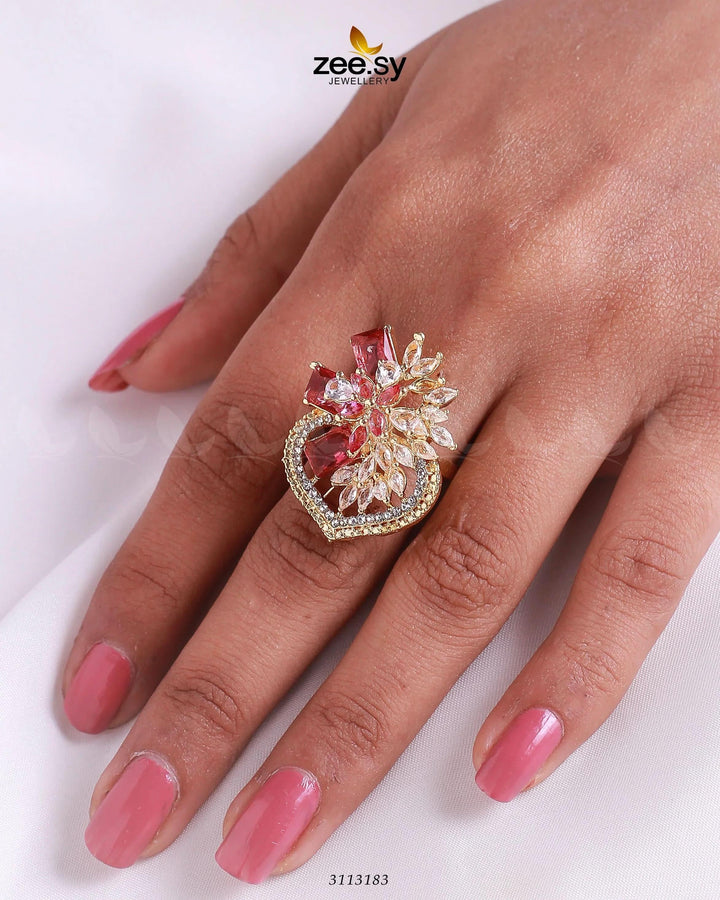 Hoya Ring Golden Ruby Finger Ring - Zeesy Jewellery Pakistan | Premium Artificial & Imitation Jewellery