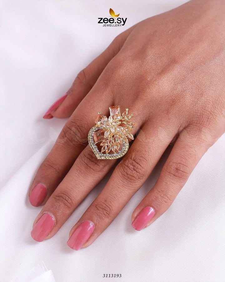 Hoya Ring Golden Champagne Finger Ring - Zeesy Jewellery Pakistan | Premium Artificial & Imitation Jewellery