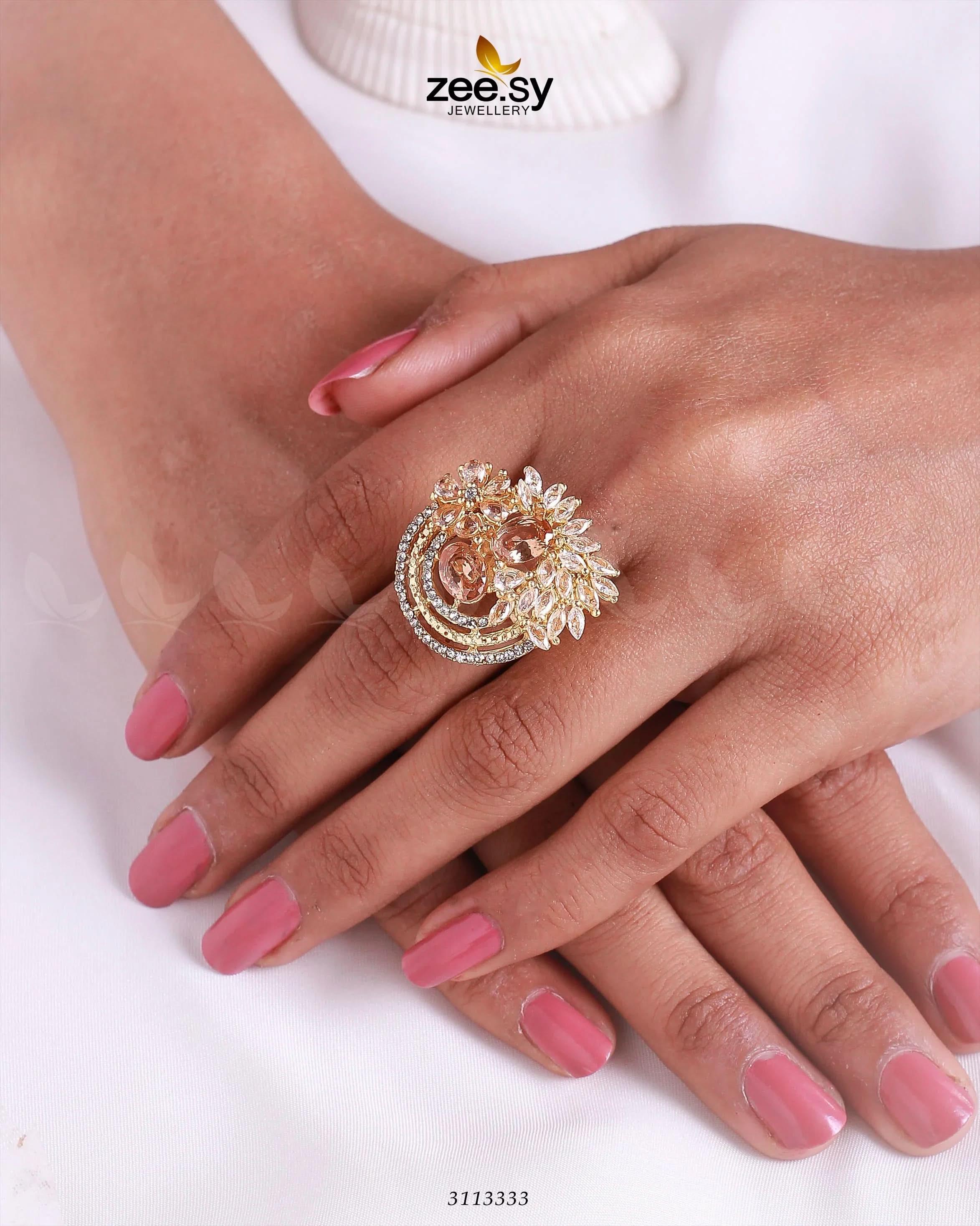 Zoya's Ring Golden Champagne Finger Ring - Zeesy Jewellery Pakistan | Premium Artificial & Imitation Jewellery