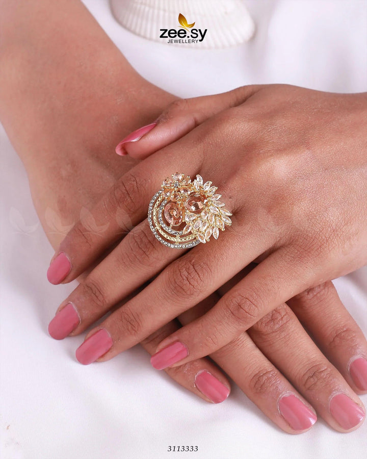 Zoya's Ring Golden Champagne Finger Ring - Zeesy Jewellery Pakistan | Premium Artificial & Imitation Jewellery