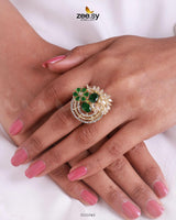 Zoya's Ring Golden Green Finger Ring - Zeesy Jewellery Pakistan | Premium Artificial & Imitation Jewellery