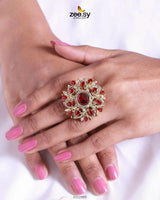 Emma Ring Golden Red Finger Ring - Zeesy Jewellery Pakistan | Premium Artificial & Imitation Jewellery
