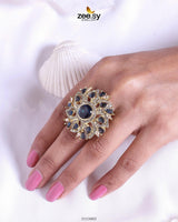 Emma Ring Golden Blue Finger Ring - Zeesy Jewellery Pakistan | Premium Artificial & Imitation Jewellery