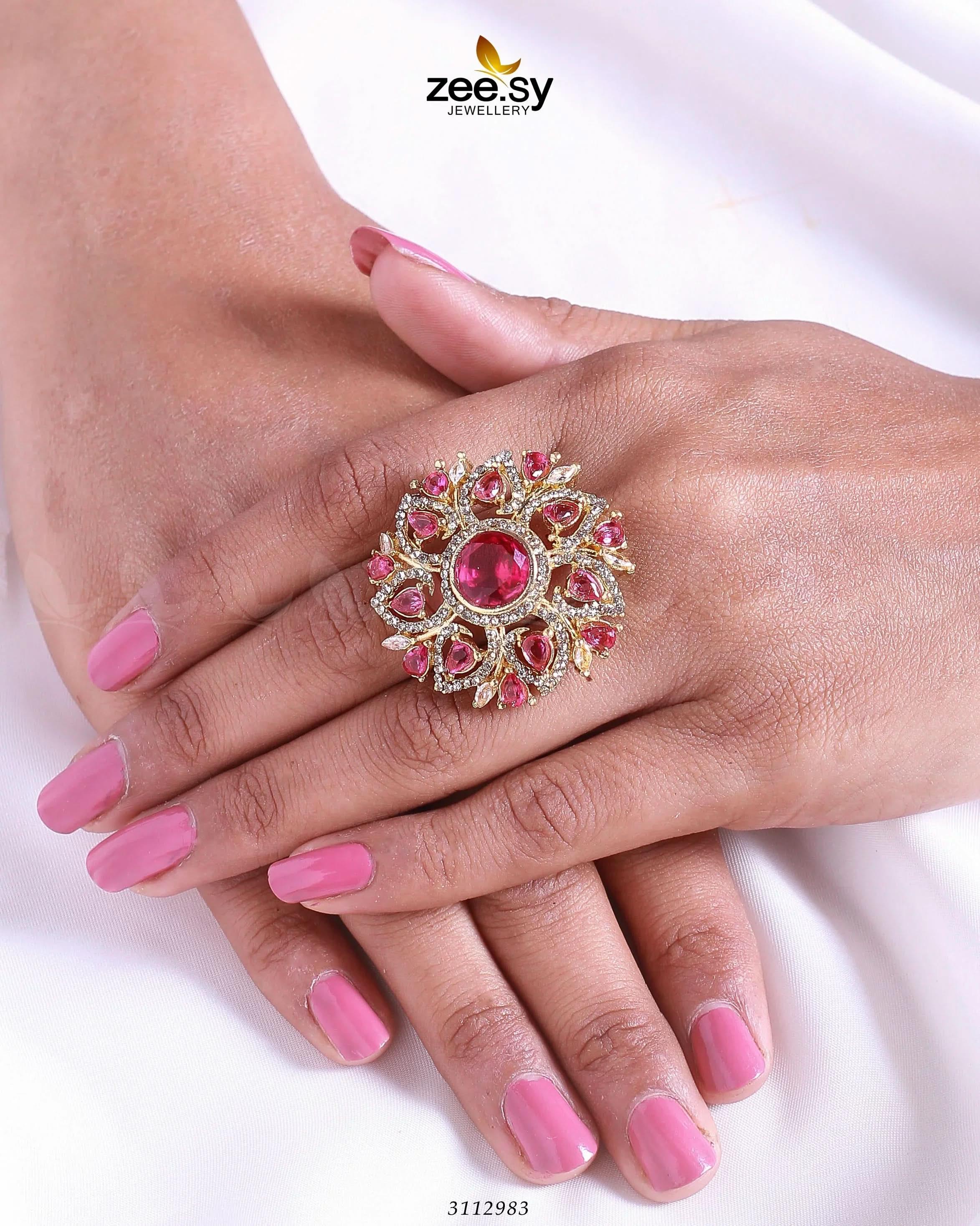 Emma Ring Fuchsia Finger Ring - Zeesy Jewellery Pakistan | Premium Artificial & Imitation Jewellery