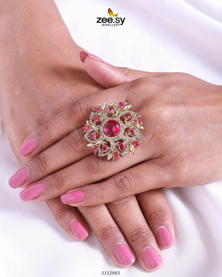 Emma Ring Fuchsia Finger Ring - Zeesy Jewellery Pakistan | Premium Artificial & Imitation Jewellery