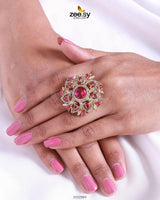Emma Ring Fuchsia Finger Ring - Zeesy Jewellery Pakistan | Premium Artificial & Imitation Jewellery