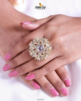 Emma Ring Golden White Finger Ring - Zeesy Jewellery Pakistan | Premium Artificial & Imitation Jewellery