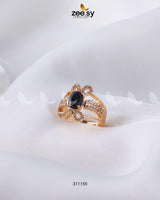 Starlit Ring Golden Black Finger Ring - Zeesy Jewellery Pakistan | Premium Artificial & Imitation Jewellery