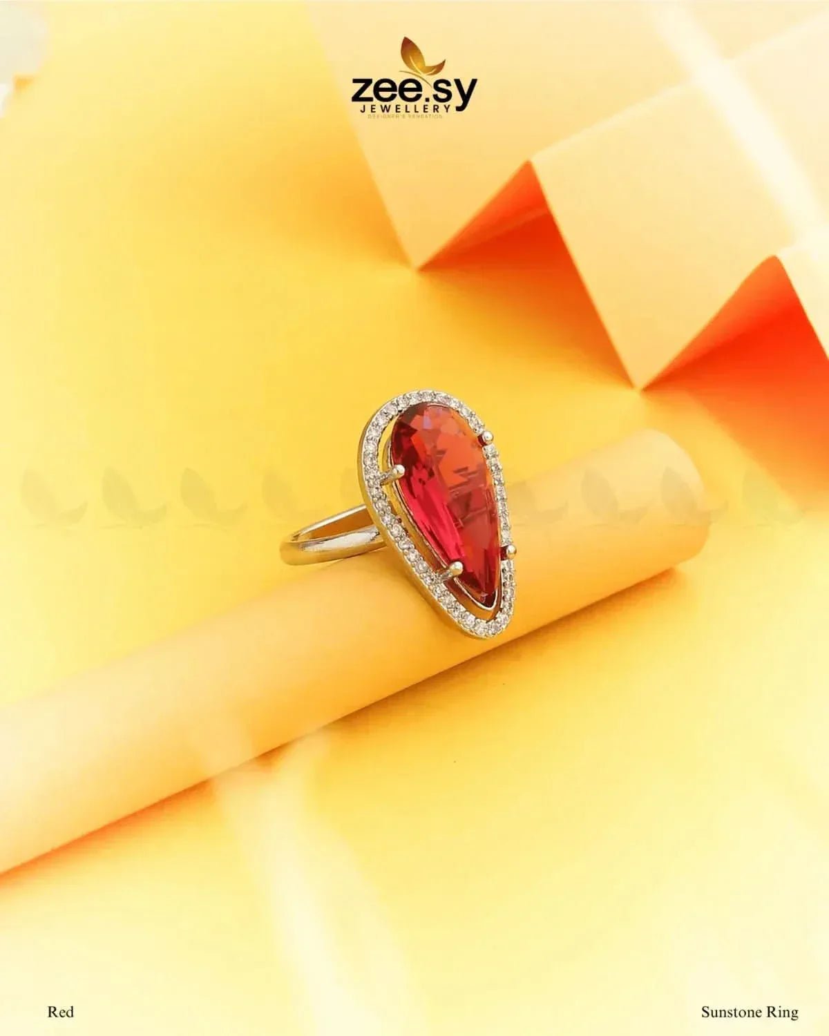 Sunstone Ring Red Finger Ring - Zeesy Jewellery Pakistan | Premium Artificial & Imitation Jewellery