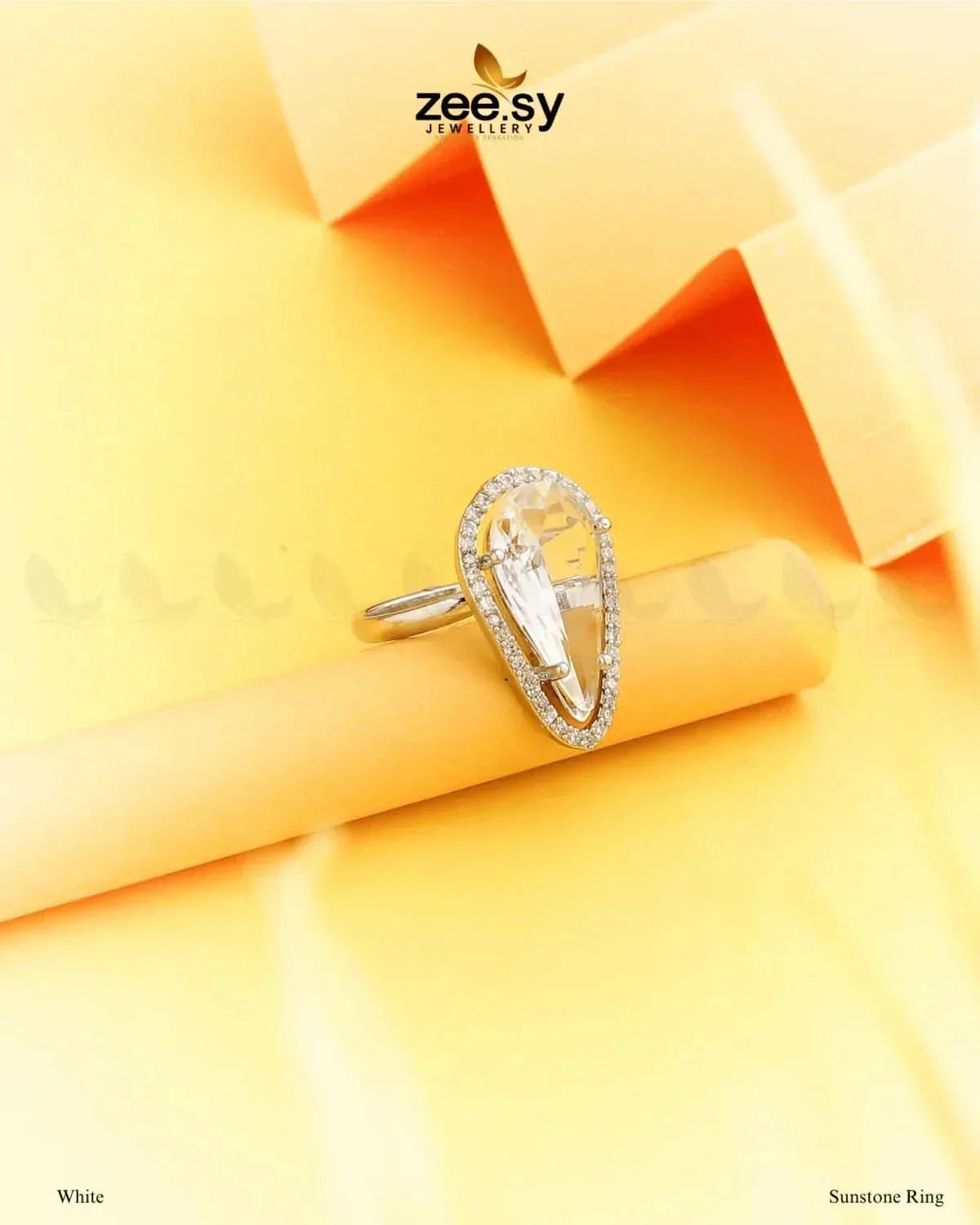 Sunstone Ring White Finger Ring - Zeesy Jewellery Pakistan | Premium Artificial & Imitation Jewellery