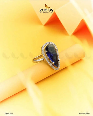 Sunstone Ring Dark Blue Finger Ring - Zeesy Jewellery Pakistan | Premium Artificial & Imitation Jewellery