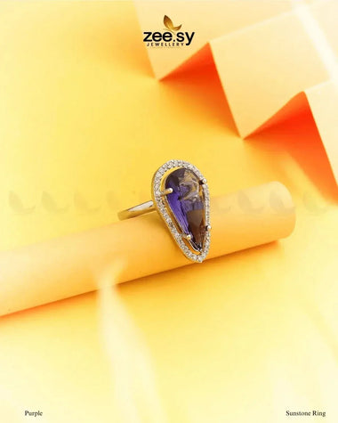 Sunstone Ring Purple Finger Ring - Zeesy Jewellery Pakistan | Premium Artificial & Imitation Jewellery